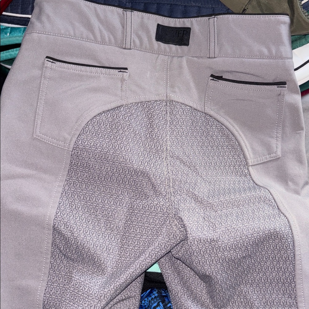 Dover Saddlery Gray Lined Riding Breeches